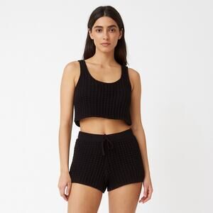 Wild Fable Black Crochet Knit Lounge Set Tank Top Shorts Small